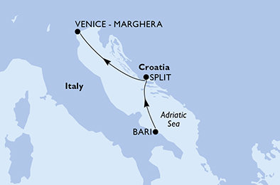 Taliansko, Chorvátsko z Bari na lodi MSC Lirica