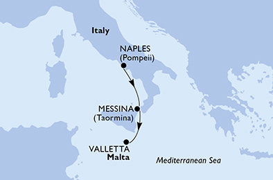 Taliansko, Malta z Neapola na lodi MSC World Europa