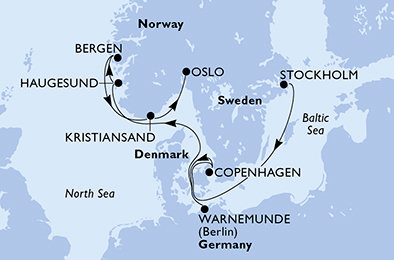 Švédsko, Dánsko, Nemecko, Nórsko, Oslo zo Štokholmu na lodi MSC Magnifica