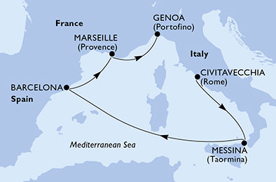 Taliansko, Španielsko, Francúzsko z Civitavechie na lodi MSC World Europa