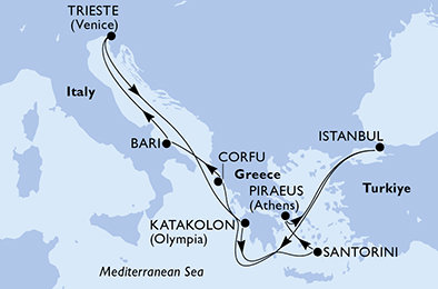 Taliansko, Grécko, Turecko z Bari na lodi MSC Fantasia