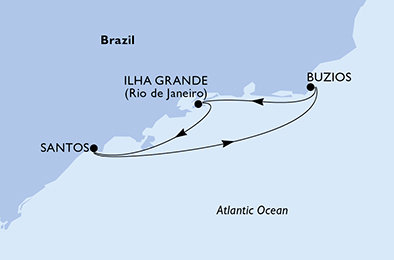 Brazília zo Santosu na lodi MSC Divina