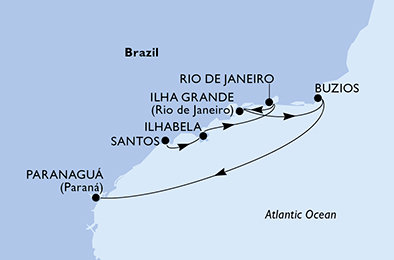 Brazília zo Santosu na lodi MSC Musica
