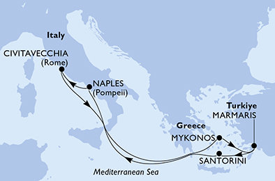 Taliansko, Grécko, Turecko z Civitavechie na lodi MSC Divina