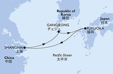 Čína, Južná Kórea, Japonsko zo Šanghaja na lodi MSC Bellissima