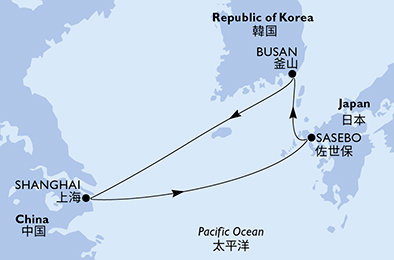 Čína, Japonsko, Južná Kórea zo Šanghaja na lodi MSC Bellissima