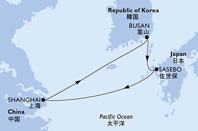 Čína, Južná Kórea, Japonsko zo Šanghaja na lodi MSC Bellissima