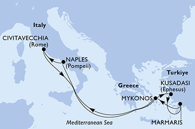 Turecko, Grécko, Taliansko Z Marmarisu na lodi MSC Divina