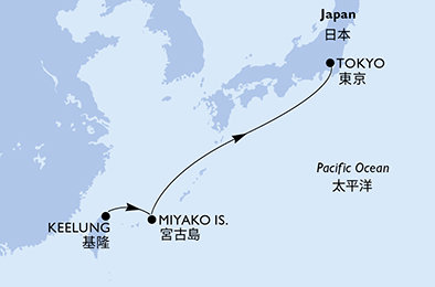 Tchaj-wan, Japonsko z Keelungu (Taipeje) na lodi MSC Bellissima