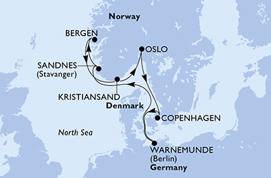 Nemecko, Nórsko, Oslo, Dánsko z Warnemünde na lodi MSC Splendida