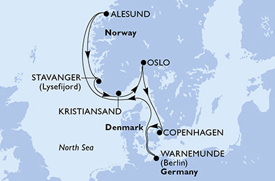 Nemecko, Nórsko, Oslo, Dánsko z Warnemünde na lodi MSC Splendida