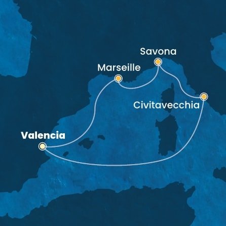 Španielsko, Taliansko, Francúzsko z Valencie na lodi Costa Pacifica