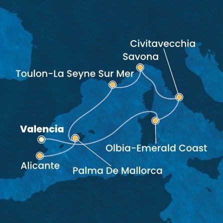 Španielsko, Taliansko, Francúzsko z Valencie na lodi Costa Pacifica