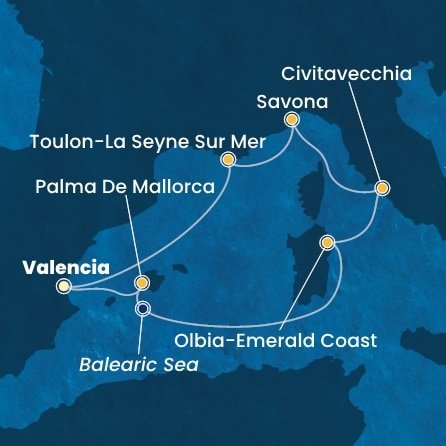 Španielsko, Taliansko, Francúzsko z Valencie na lodi Costa Pacifica
