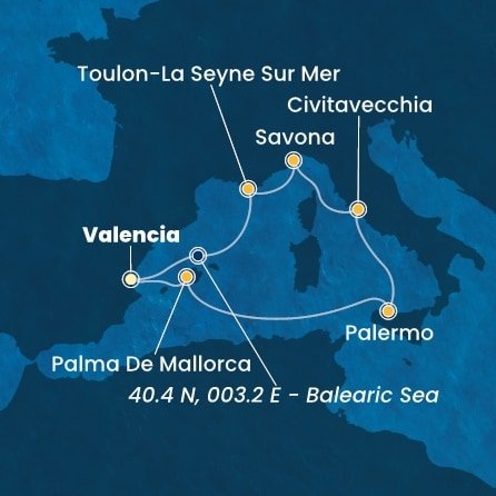Španielsko, Taliansko, Francúzsko z Valencie na lodi Costa Pacifica