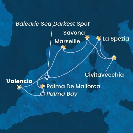 Španielsko, Taliansko, Francúzsko z Valencie na lodi Costa Pacifica