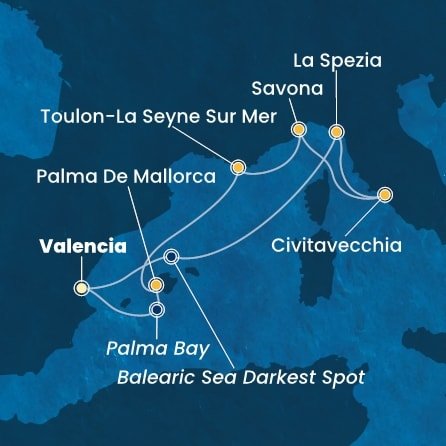 Španielsko, Taliansko, Francúzsko z Valencie na lodi Costa Pacifica