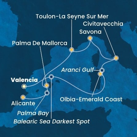 Španielsko, Taliansko, Francúzsko z Valencie na lodi Costa Pacifica