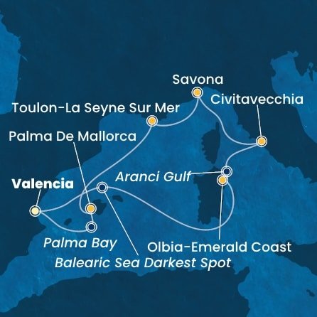 Španielsko, Taliansko, Francúzsko z Valencie na lodi Costa Pacifica