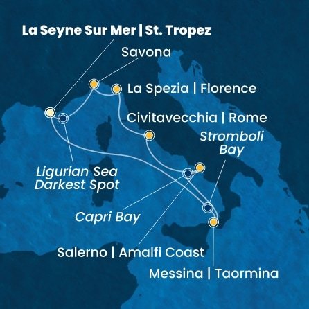 Francúzsko, Taliansko z Toulonu na lodi Costa Fascinosa