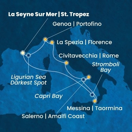 Francúzsko, Taliansko z Toulonu na lodi Costa Fascinosa