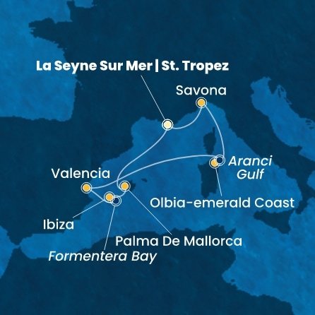 Francúzsko, Taliansko, Španielsko z Toulonu na lodi Costa Fascinosa