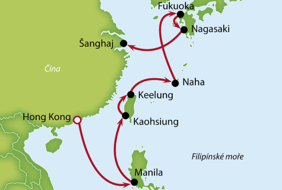  Z Hong Kongu do Šanghaja cez Filipíny, Tchaj-wan a Japonsko