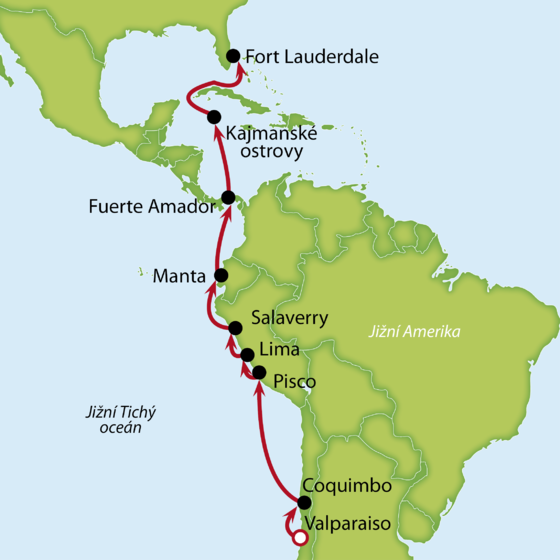  Z Južnej Ameriky cez Panamský prieplav do USA
