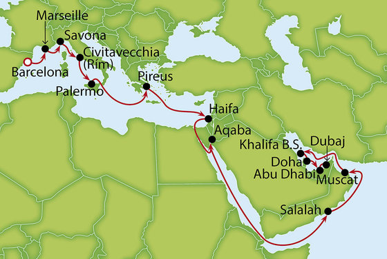 Z Barcelony cez Suezský prieplav až do exotického Dubaja na palube Costa Diadema