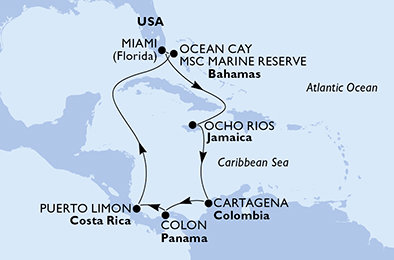 Veľký okruh Karibikom so zastávkou v Kostarike I na lodi MSC Divina