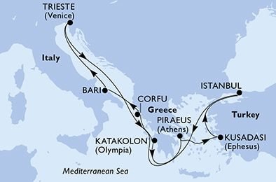 Z Jadranského mora do Istanbulu na lodi MSC Splendida