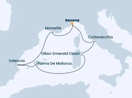 Z Talianska do Španielska na lodi Costa Pacifica