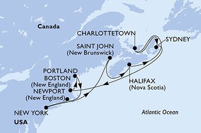 Z New Yorku do Kanady a okolo Nového Škótska späť na MSC Meraviglia
