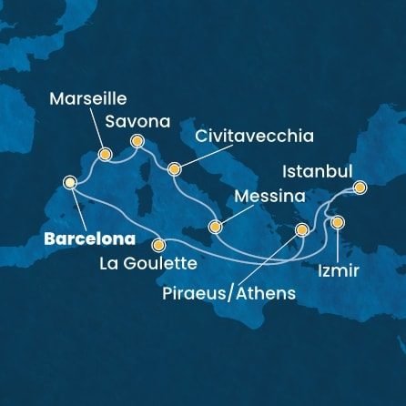 Z Barcelony až do Istanbulu a spät na Costa Fortuna