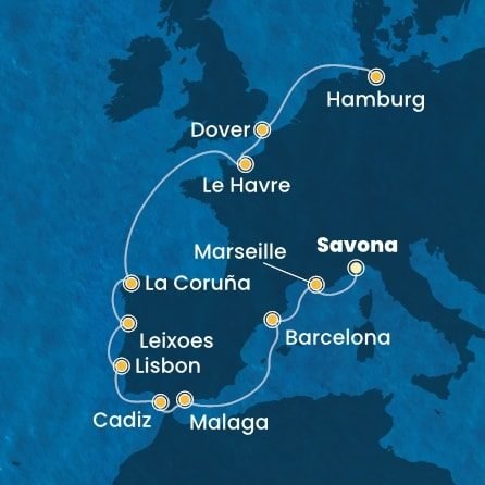 Z juhu  na sever na Costa Favolosa