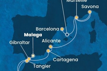 Španielsko, Maroko, Gibraltár, Francúzsko, Taliansko z Málagy na lodi Costa Pacifica