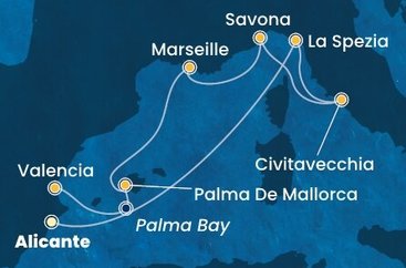 Španielsko, Taliansko, Francúzsko z Alicante na lodi Costa Pacifica