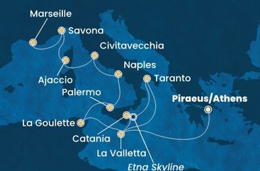 Grécko, Malta, Taliansko, Tunisko, Francúzsko z Pireusu na lodi Costa Fascinosa