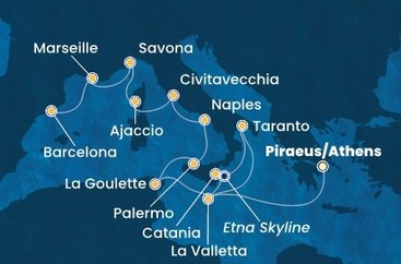 Grécko, Malta, Taliansko, Tunisko, Francúzsko, Španielsko z Pireusu na lodi Costa Fascinosa