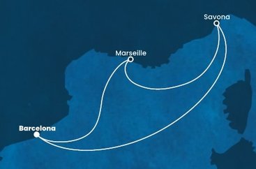 Španielsko, Taliansko, Francúzsko z Barcelony na lodi Costa Favolosa