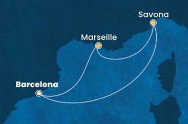 Španielsko, Francúzsko, Taliansko z Barcelony na lodi Costa Diadema