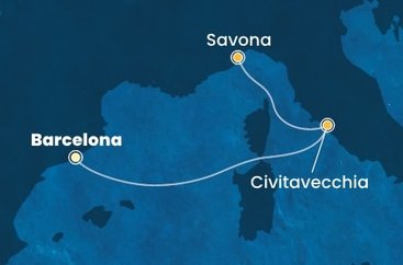 Španielsko, Taliansko z Barcelony na lodi Costa Pacifica
