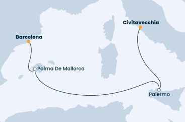Španielsko, Taliansko z Barcelony na lodi Costa Smeralda
