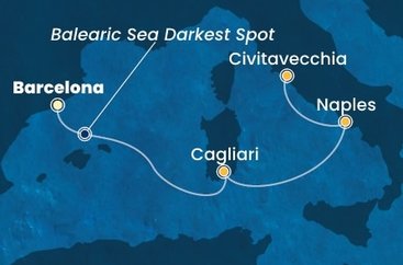 Španielsko, Sardínia, Taliansko z Barcelony na lodi Costa Smeralda