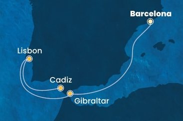 Španielsko, Gibraltár, Portugalsko z Barcelony na lodi Costa Diadema