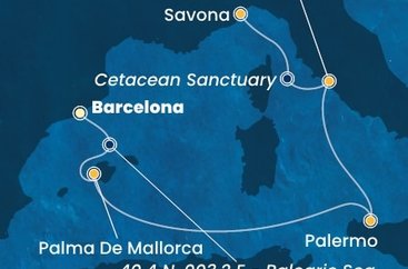 Španielsko, Taliansko z Barcelony na lodi Costa Toscana