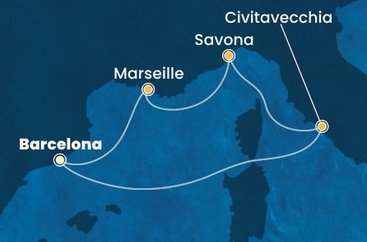 Španielsko, Taliansko, Francúzsko z Barcelony na lodi Costa Smeralda