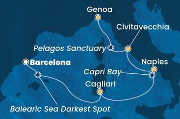 Španielsko, Taliansko z Barcelony na lodi Costa Smeralda