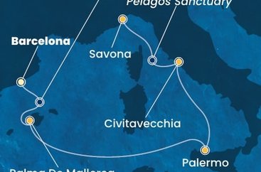 Španielsko, Taliansko z Barcelony na lodi Costa Smeralda