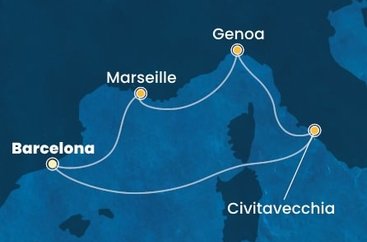Španielsko, Taliansko, Francúzsko z Barcelony na lodi Costa Toscana